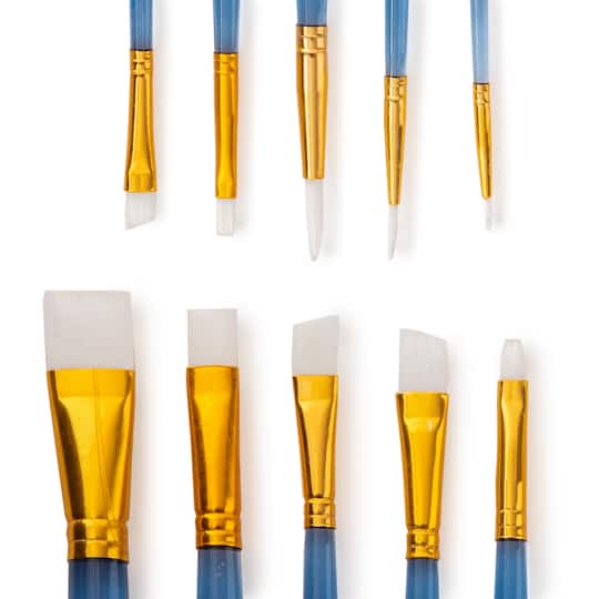 Artists Loft; White Synthetic Acrylic 10 Piece Brush Combo By Artist's Loft® Necessities™; Category:Acrylic; Image:1